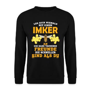 Bienenzucht und Honig - Unisex Pullover - Schwarz - Vorne - Alina (178cm) & Michal (187cm)