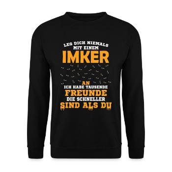 Bienenzucht und Honig - Unisex Pullover - Schwarz - Vorne - Alina (178cm) & Michal (187cm)