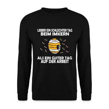 Bienenzucht und Honig - Unisex Pullover - Schwarz - Vorne - Alina (178cm) & Michal (187cm)