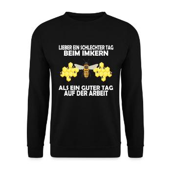 Bienenzucht und Honig - Unisex Pullover - Schwarz - Vorne - Alina (178cm) & Michal (187cm)