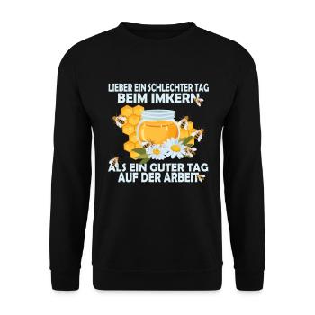 Bienenzucht und Honig - Unisex Pullover - Schwarz - Vorne - Alina (178cm) & Michal (187cm)