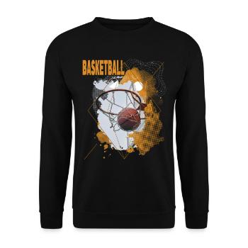 Basketball Korb Basketballer Dunking Sport Retro - Unisex Pullover - Schwarz - Vorne - Alina (178cm) & Michal (187cm)