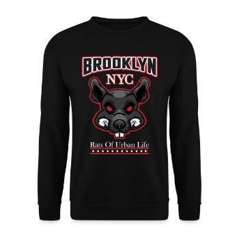 New York Brooklyn Rat Plague Pied Piper - Sweat-shirt Unisexe - noir - Devant - Alina (178cm) & Michal (187cm)
