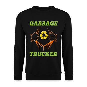 Garbage Trucker Recycling Symbol For Trash Trucker - Unisex Pullover - Schwarz - Vorne - Alina (178cm) & Michal (187cm)
