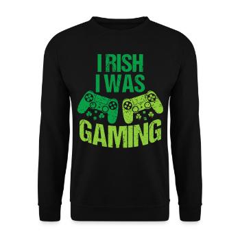 Irish I Was Gaming St Patrick's Day - Unisex Sweatshirt - black - Front - Alina (178cm) & Michal (187cm)