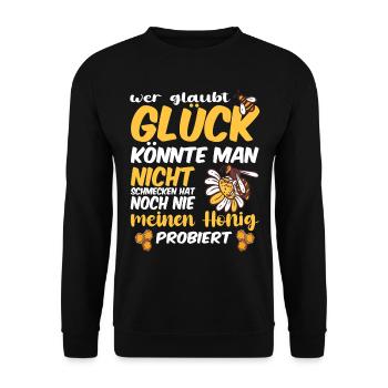 Bienenzucht und Honig - Unisex Pullover - Schwarz - Vorne - Alina (178cm) & Michal (187cm)