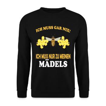 Bienenzucht und Honig - Unisex Pullover - Schwarz - Vorne - Alina (178cm) & Michal (187cm)