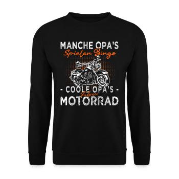 Biker Opa - Motorradfahrer - Motorrad - Unisex Pullover - Schwarz - Vorne - Alina (178cm) & Michal (187cm)