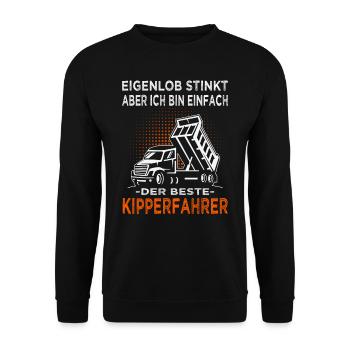 Bester Kipperfahrer - Kipper - Muldenkipper - Unisex Pullover - Schwarz - Vorne - Alina (178cm) & Michal (187cm)