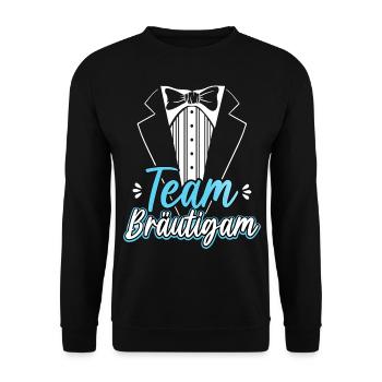 Team Bräutigam JGA T-Shirt Junggesellenabschied - Unisex Pullover - Schwarz - Vorne - Alina (178cm) & Michal (187cm)