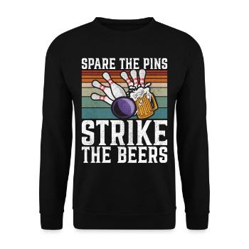 Lustiges Bowling Gruppenoutfit und cooles Bowling - Unisex Pullover - Schwarz - Vorne - Alina (178cm) & Michal (187cm)