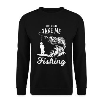 Funny Fishing Design Fisherman - Unisex Sweatshirt - black - Front - Alina (178cm) & Michal (187cm)