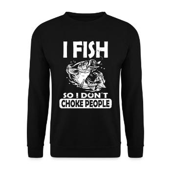 Funny Fishing Design Fisherman - Unisex Sweatshirt - black - Front - Alina (178cm) & Michal (187cm)