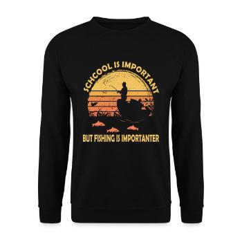 Drôle de conception de pêche Pêcheur - Sweat-shirt Unisexe - noir - Devant - Alina (178cm) & Michal (187cm)