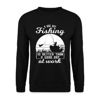 Funny Fishing Design Fisherman - Unisex Sweatshirt - black - Front - Alina (178cm) & Michal (187cm)