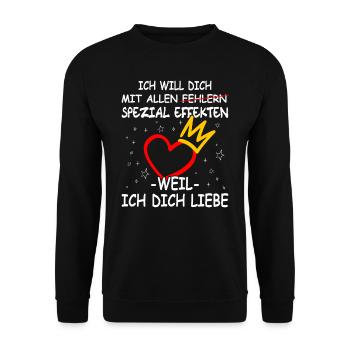 Valentinstag - Jahrestag - Verliebte Paare - Unisex Pullover - Schwarz - Vorne - Alina (178cm) & Michal (187cm)