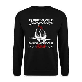 Valentinstag - Jahrestag - Verliebte Paare - Unisex Pullover - Schwarz - Vorne - Alina (178cm) & Michal (187cm)