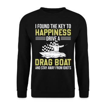Drag Boat Saying I Found The Key To Happiness - Unisex Pullover - Schwarz - Vorne - Alina (178cm) & Michal (187cm)