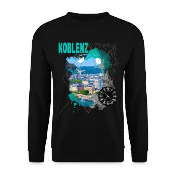 Koblenz Germany City Skyline Vintage Retro - Unisex Sweatshirt - black - Front - Alina (178cm) & Michal (187cm)