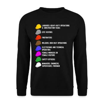 Travailleur de la construction constructeur casque de chantier signification - Sweat-shirt Unisexe - noir - Devant - Alina (178cm) & Michal (187cm)