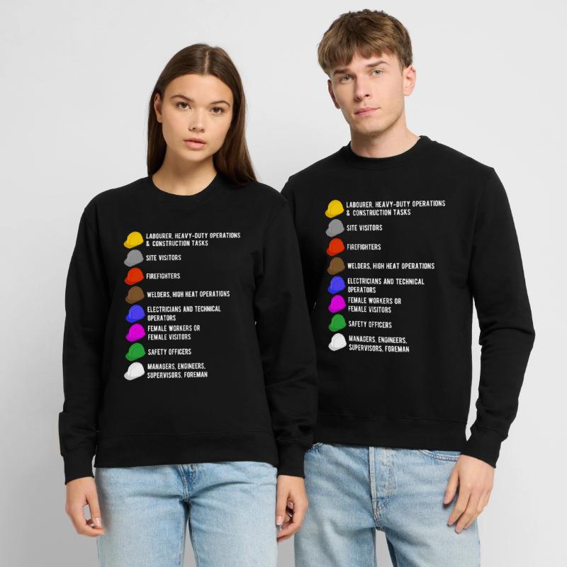 Construction worker builder construction site helmet meaning Unisex Sweatshirt