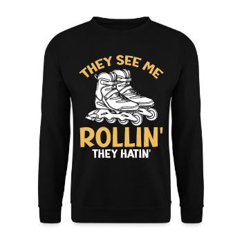 Roller Skating - They See Me Rollin' They Hatin' - Unisex Pullover - Schwarz - Vorne - Alina (178cm) & Michal (187cm)