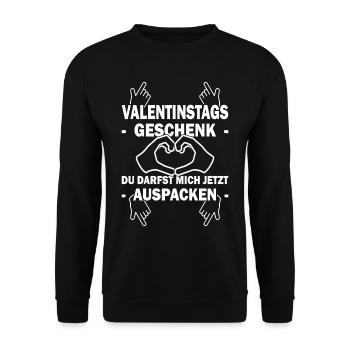 Valentinstag - Jahrestag - Verliebte Paare - Unisex Pullover - Schwarz - Vorne - Alina (178cm) & Michal (187cm)