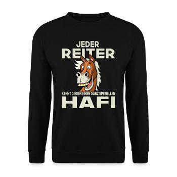 Haflinger Pferdemädchen - Westernreiten - Reiter - Unisex Pullover - Schwarz - Vorne - Alina (178cm) & Michal (187cm)