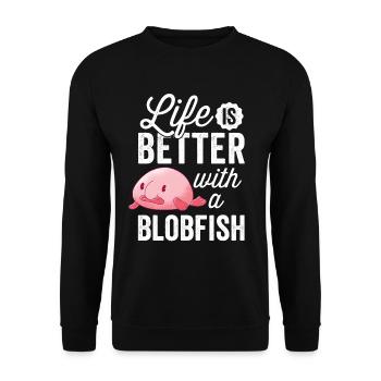 Tout va mieux avec le poisson blob drôle de poisson blob - Sweat-shirt Unisexe - noir - Devant - Alina (178cm) & Michal (187cm)