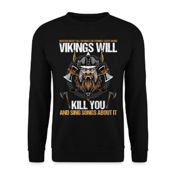 Les Vikings vous tueront et chanteront des chansons à ce sujet - Sweat-shirt Unisexe - noir - Devant - Alina (178cm) & Michal (187cm)