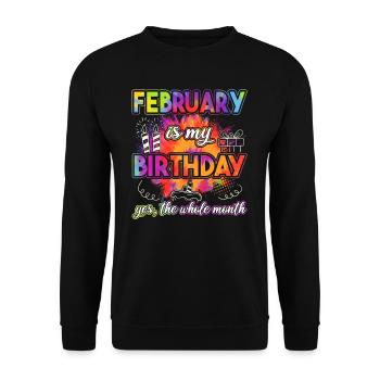 Février est mon anniversaire - Geburtstag - Sweat-shirt Unisexe - noir - Devant - Alina (178cm) & Michal (187cm)