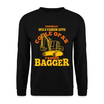 Coole Opas Fahren Bagger Spruch Für Baggerfahrer - Unisex Pullover - Schwarz - Vorne - Alina (178cm) & Michal (187cm)