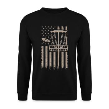 Lustiges Disc Golf & Ultimate Frisbee Spieler - Unisex Pullover - Schwarz - Vorne - Alina (178cm) & Michal (187cm)