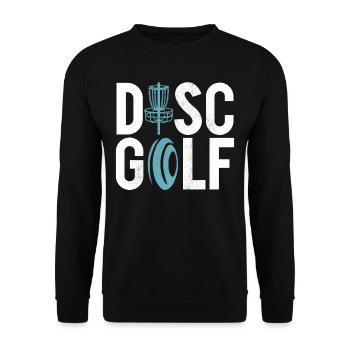 Lustiges Disc Golf & Ultimate Frisbee Spieler - Unisex Pullover - Schwarz - Vorne - Alina (178cm) & Michal (187cm)
