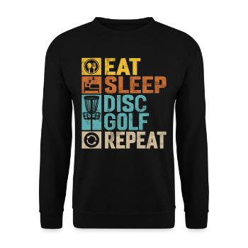 Lustiges Disc Golf & Ultimate Frisbee Spieler - Unisex Pullover - Schwarz - Vorne - Alina (178cm) & Michal (187cm)