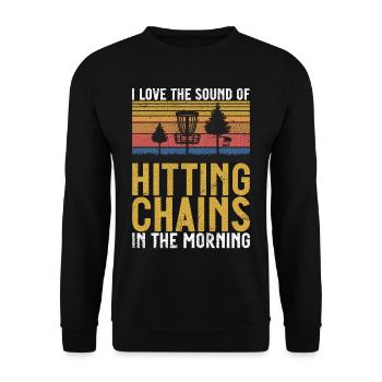 Lustiges Disc Golf & Ultimate Frisbee Spieler - Unisex Pullover - Schwarz - Vorne - Alina (178cm) & Michal (187cm)