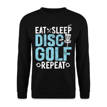 Lustiges Disc Golf & Ultimate Frisbee Spieler - Unisex Pullover - Schwarz - Vorne - Alina (178cm) & Michal (187cm)