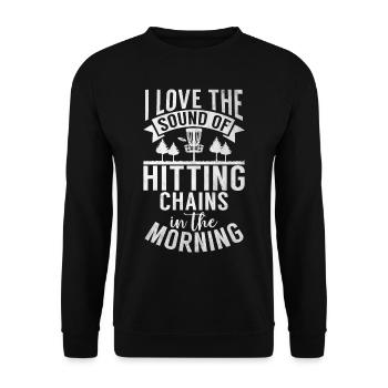 Lustiges Disc Golf & Ultimate Frisbee Spieler - Unisex Pullover - Schwarz - Vorne - Alina (178cm) & Michal (187cm)