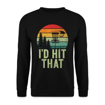 Lustiges Disc Golf & Ultimate Frisbee Spieler - Unisex Pullover - Schwarz - Vorne - Alina (178cm) & Michal (187cm)