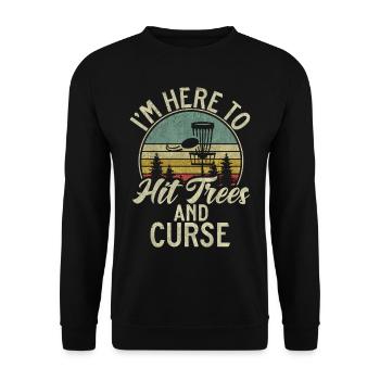 Lustiges Disc Golf & Ultimate Frisbee Spieler - Unisex Pullover - Schwarz - Vorne - Alina (178cm) & Michal (187cm)