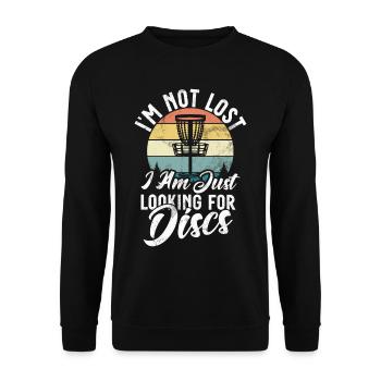 Lustiges Disc Golf & Ultimate Frisbee Spieler - Unisex Pullover - Schwarz - Vorne - Alina (178cm) & Michal (187cm)
