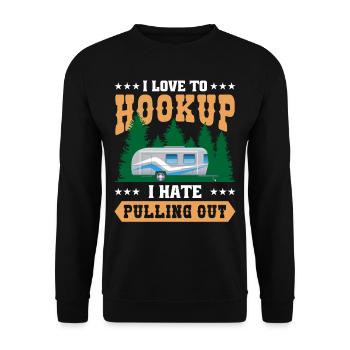 Ich Liebe Es, Funny Camping Zu Verbinden - Unisex Pullover - Schwarz - Vorne - Alina (178cm) & Michal (187cm)