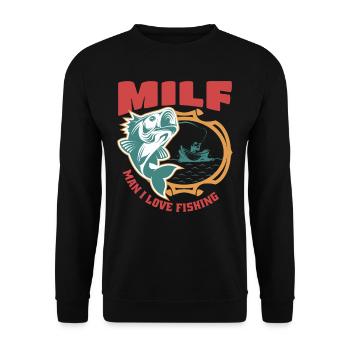Man, I love fishing design - Unisex Sweatshirt - black - Front - Alina (178cm) & Michal (187cm)