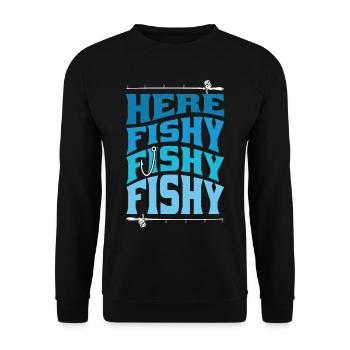 Hier Fishy Fishy Design - Unisex Pullover - Schwarz - Vorne - Alina (178cm) & Michal (187cm)