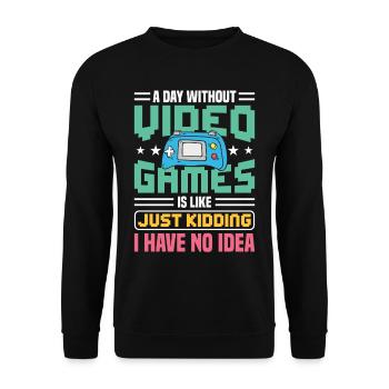 video Games i have no idea Gaming Design - Unisex Sweatshirt - black - Front - Alina (178cm) & Michal (187cm)