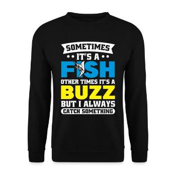 Here Fishy Fishy Design - Unisex Sweatshirt - black - Front - Alina (178cm) & Michal (187cm)