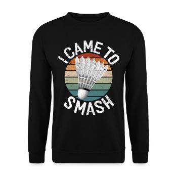Badminton Lustiger Spruch Herren Badminton Design - Unisex Pullover - Schwarz - Vorne - Alina (178cm) & Michal (187cm)