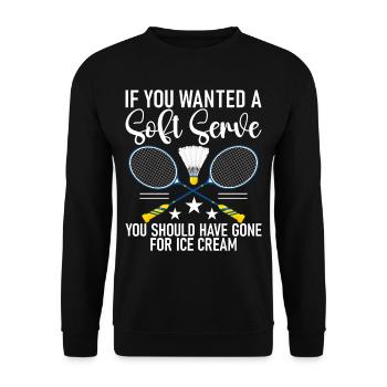 Badminton Lustiger Spruch Herren Badminton Design - Unisex Pullover - Schwarz - Vorne - Alina (178cm) & Michal (187cm)