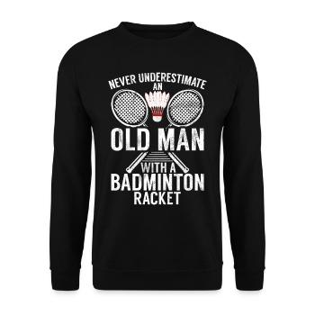 Badminton Lustiger Spruch Herren Badminton Design - Unisex Pullover - Schwarz - Vorne - Alina (178cm) & Michal (187cm)