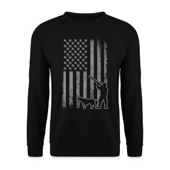 American Flag with Duck Hunting - Unisex Pullover - Schwarz - Vorne - Alina (178cm) & Michal (187cm)